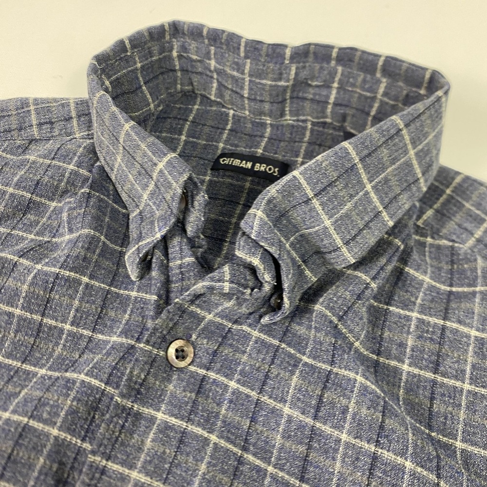 Gitman Bros Shirt Mens Medium Blue‎ Flannel Check Button Down Long Sleeve Casual